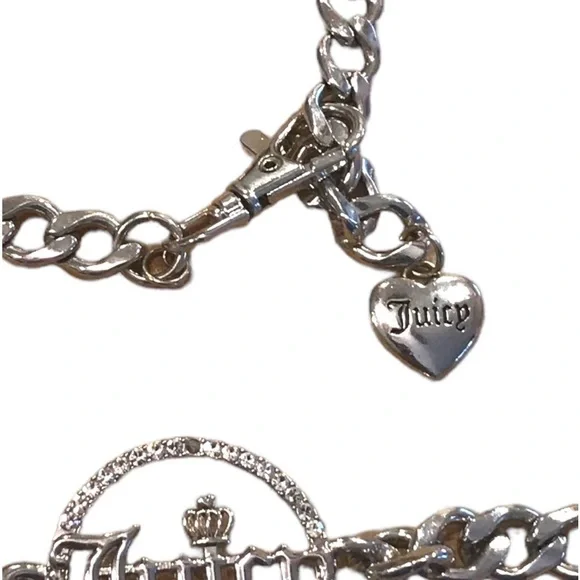 Juicy Couture Rhinestone Medallion Silver Tone Chain Link Belt Woman’s - Picture 4 of 5